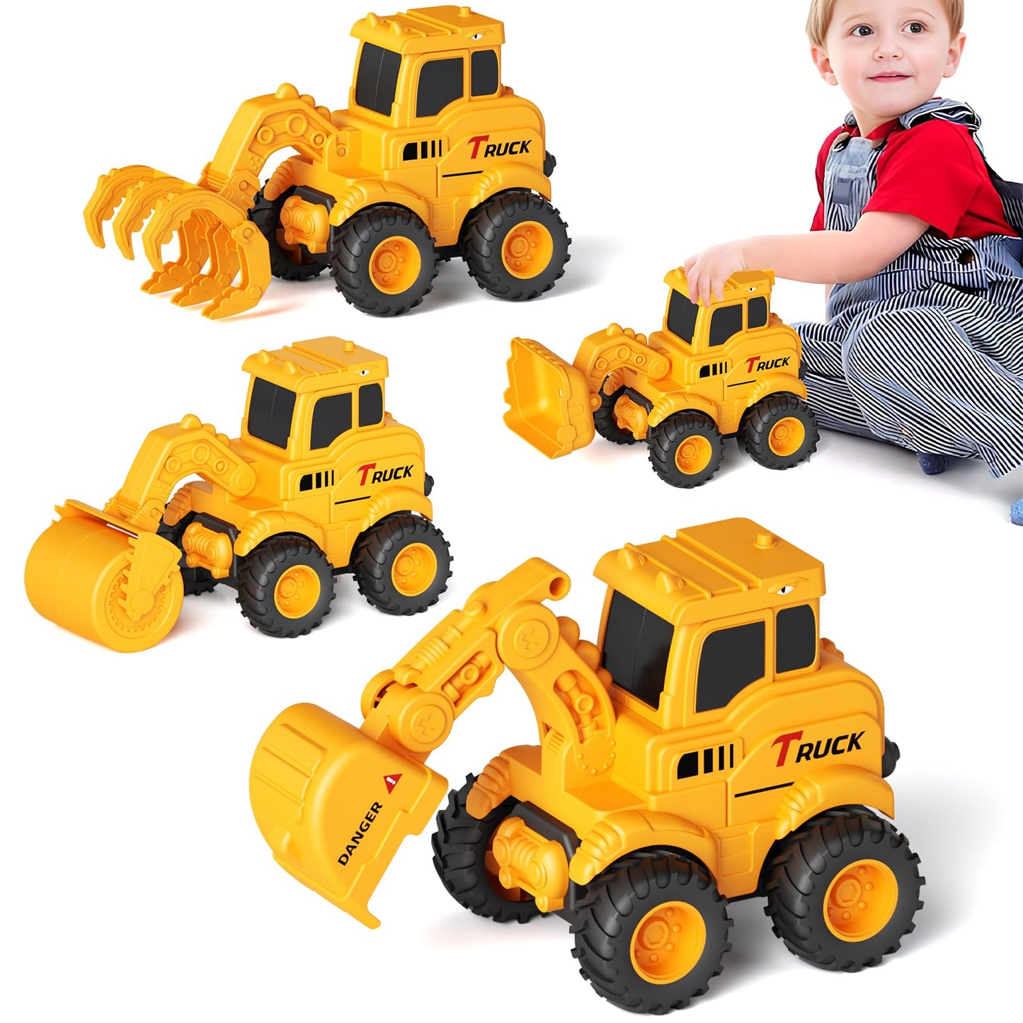 Olbyefly Construction Toys for 2-6+ Years | Sandbox Excavator, Bulldozer & Road Roller