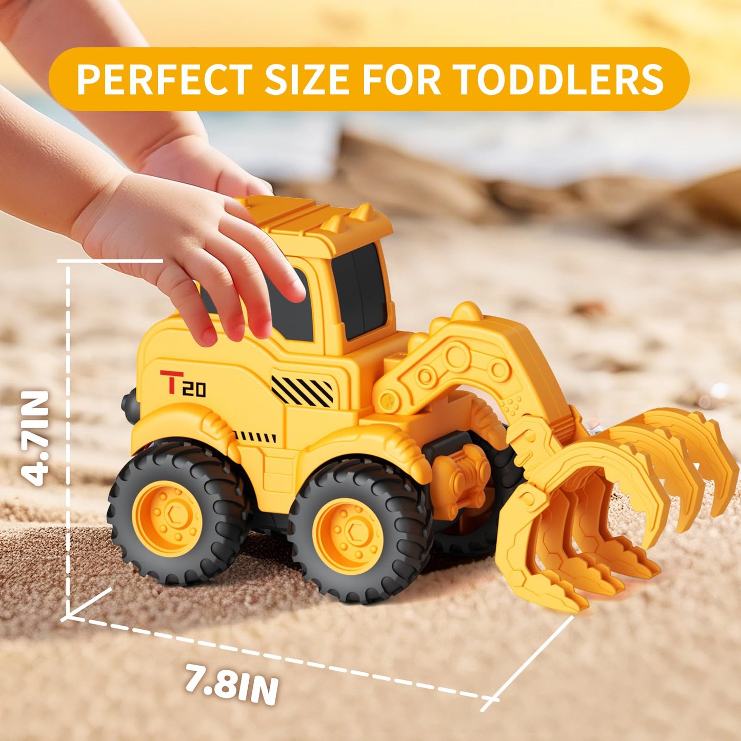Olbyefly Construction Toys for 2-6+ Years | Sandbox Excavator, Bulldozer & Road Roller