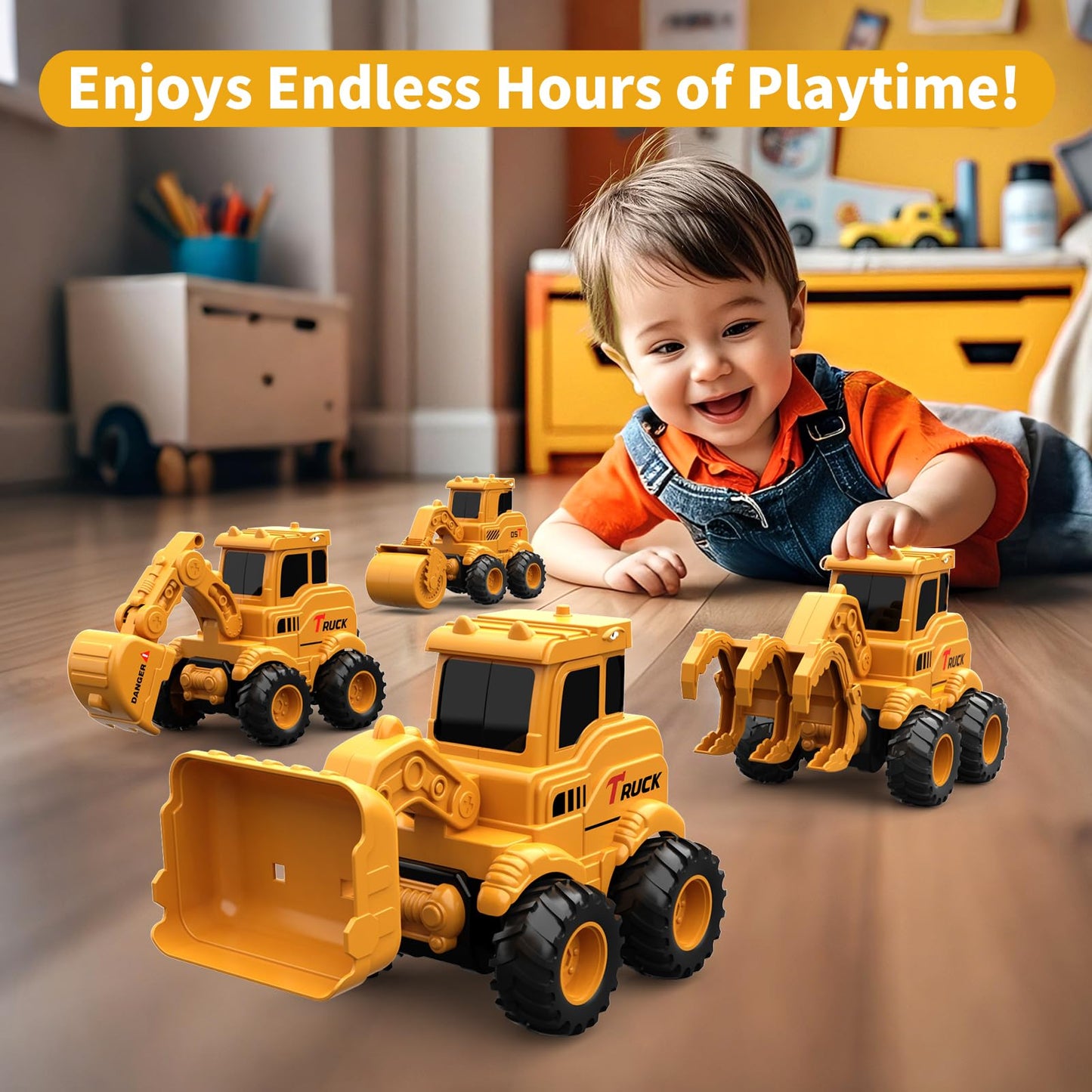 Olbyefly Construction Toys for 2-6+ Years | Sandbox Excavator, Bulldozer & Road Roller