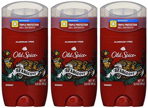 Old Spice Bearglove Aluminum Free Deodorant for Men – 48-Hour Protection, Pack of 3
