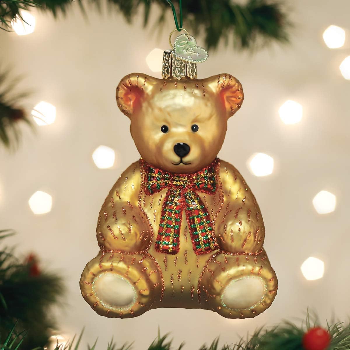Old World Christmas Teddy Bear Glass Blown Ornament – Handcrafted Holiday Decoration