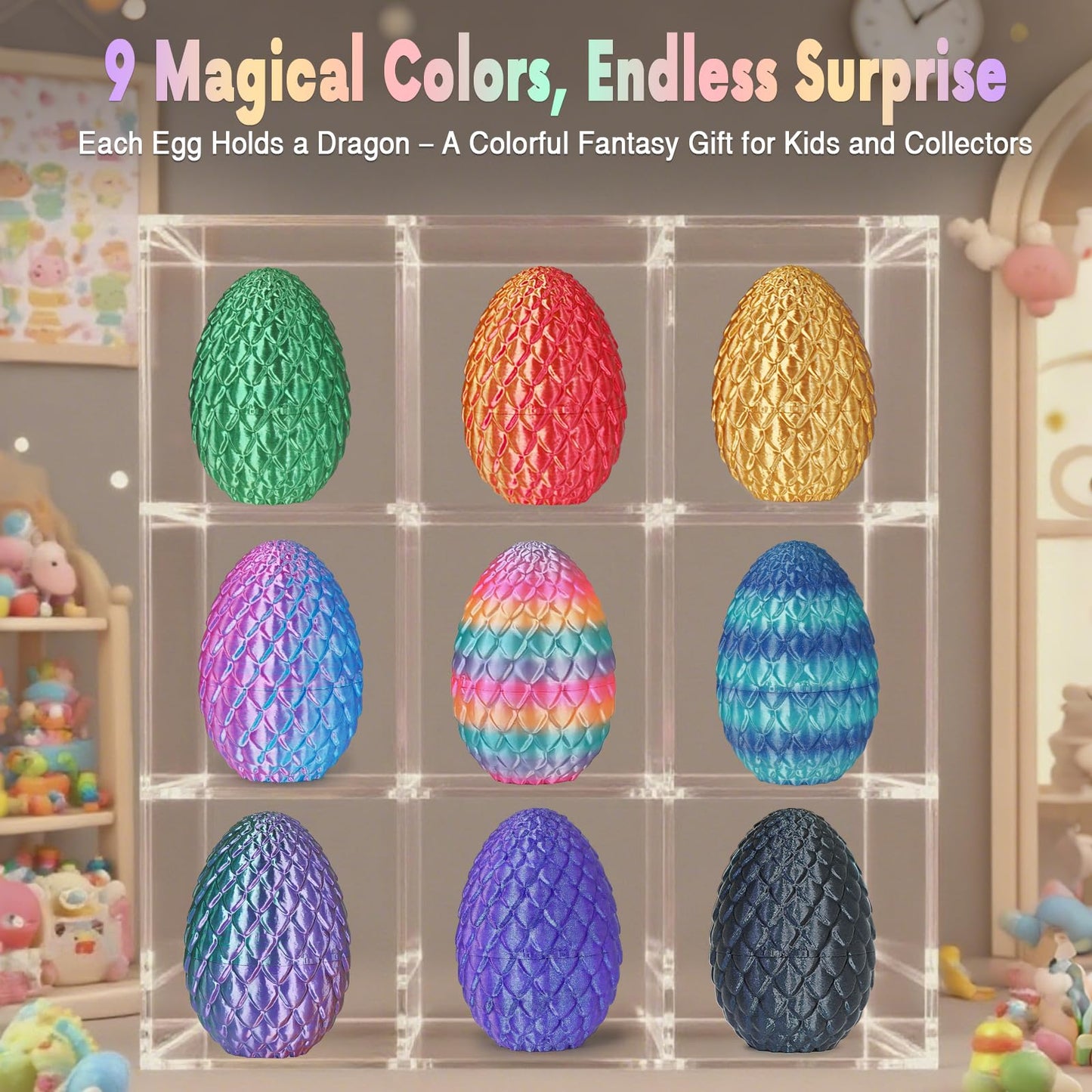 Olee Odee Small Dragon Eggs with Dragon Inside – 3D Printed Articulated Dragon Fidget Toy, Gold