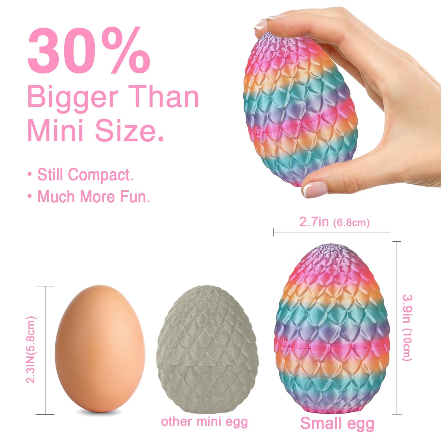 Olee Odee Small Dragon Eggs with Dragon Inside — 3D Printed Articulated Dragon Toys (Pastel Rainbow)