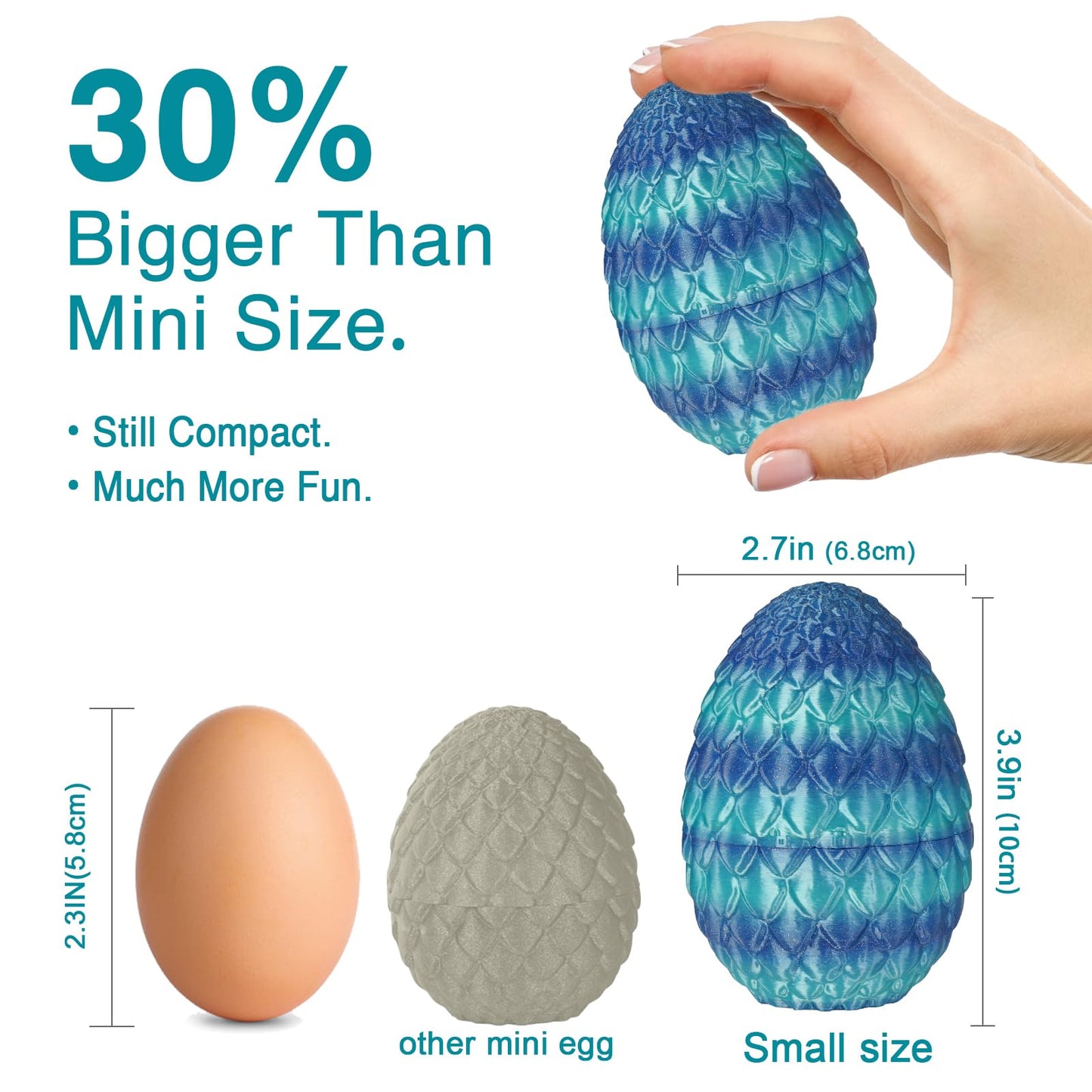 Olee Odee Small Dragon Eggs with Dragon Inside – 3D Printed Fidget Toy Sky Blue Ombre
