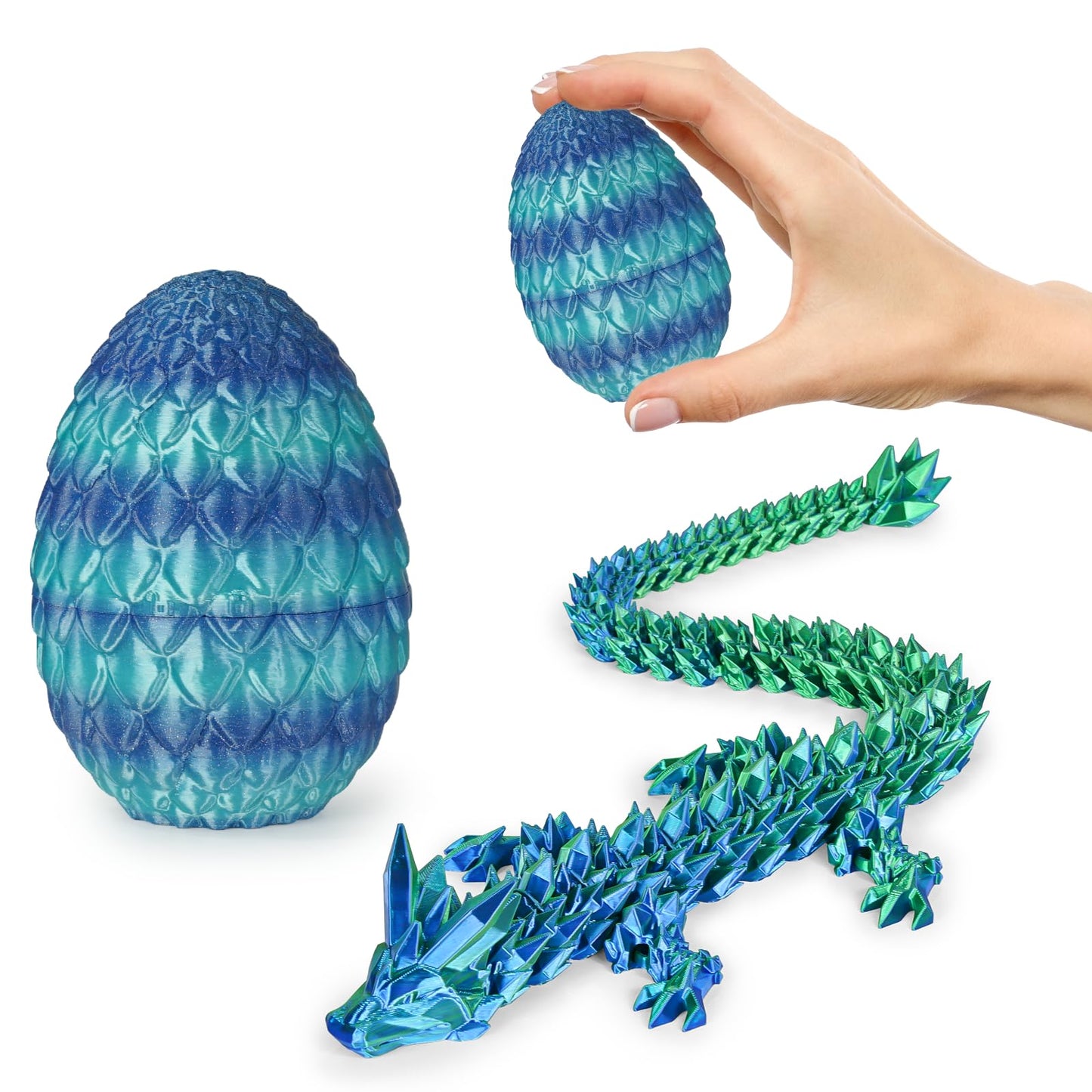 Olee Odee Small Dragon Eggs with Dragon Inside – 3D Printed Fidget Toy Sky Blue Ombre