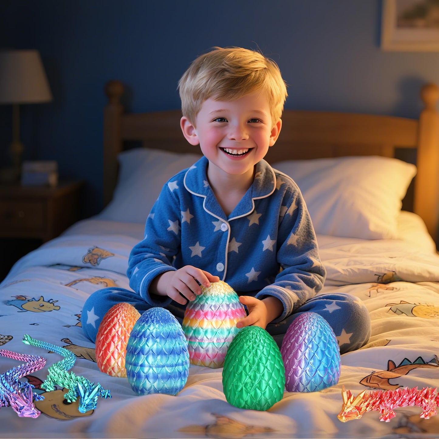 Olee Odee Small Dragon Eggs – 3D Printed Articulated Dragon Fidget Toys (Orange Red)