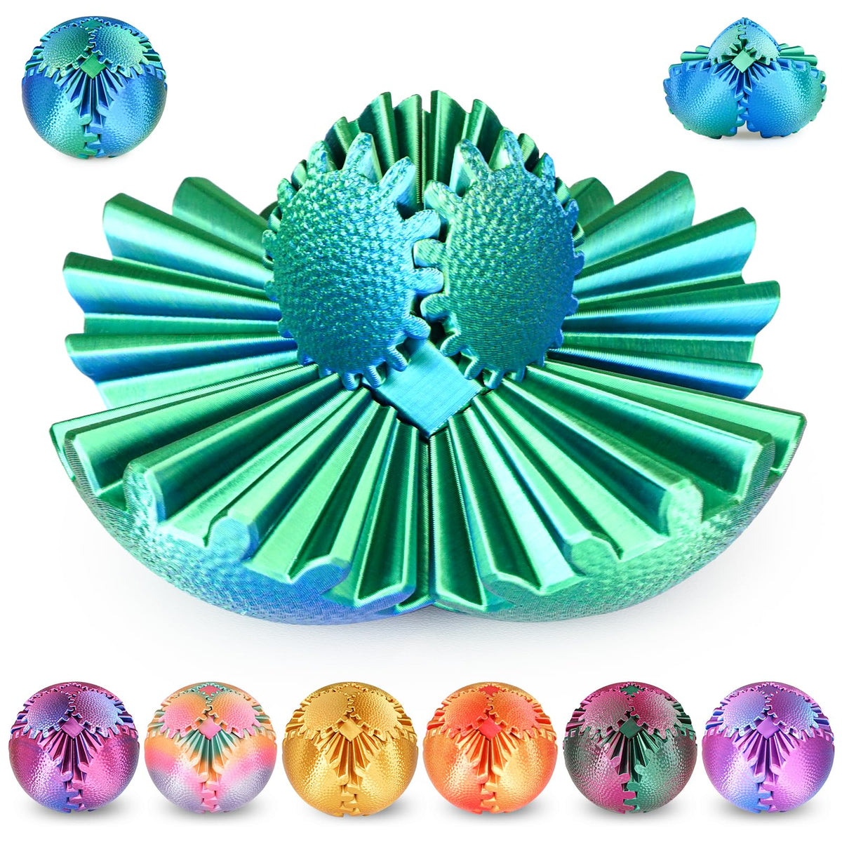 Olee Odee Gear Ball Fidget Toy – Steampunk Gear Sphere 2.5 Inch – Portable Stress Relief, Eco PLA