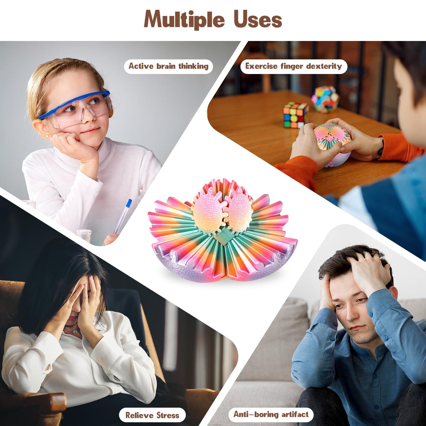 Olee Odee Gear Sphere Fidget Toy – Steampunk Gear Ball for Stress Relief, 3D-Printed, Candy-Colored