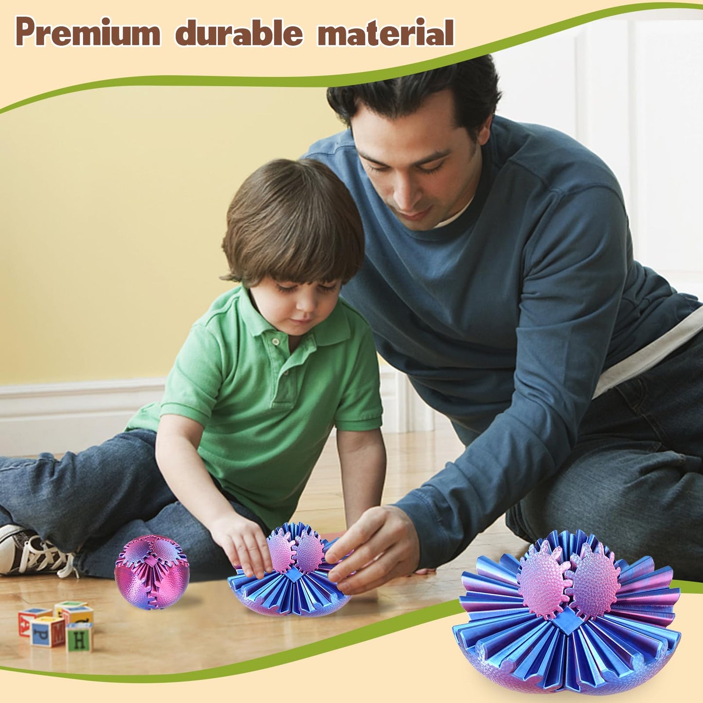 Olee Odee Gear Ball Fidget Toy – Steampunk Gear Sphere 3D Printed Stress Relief (Ombre Purple)