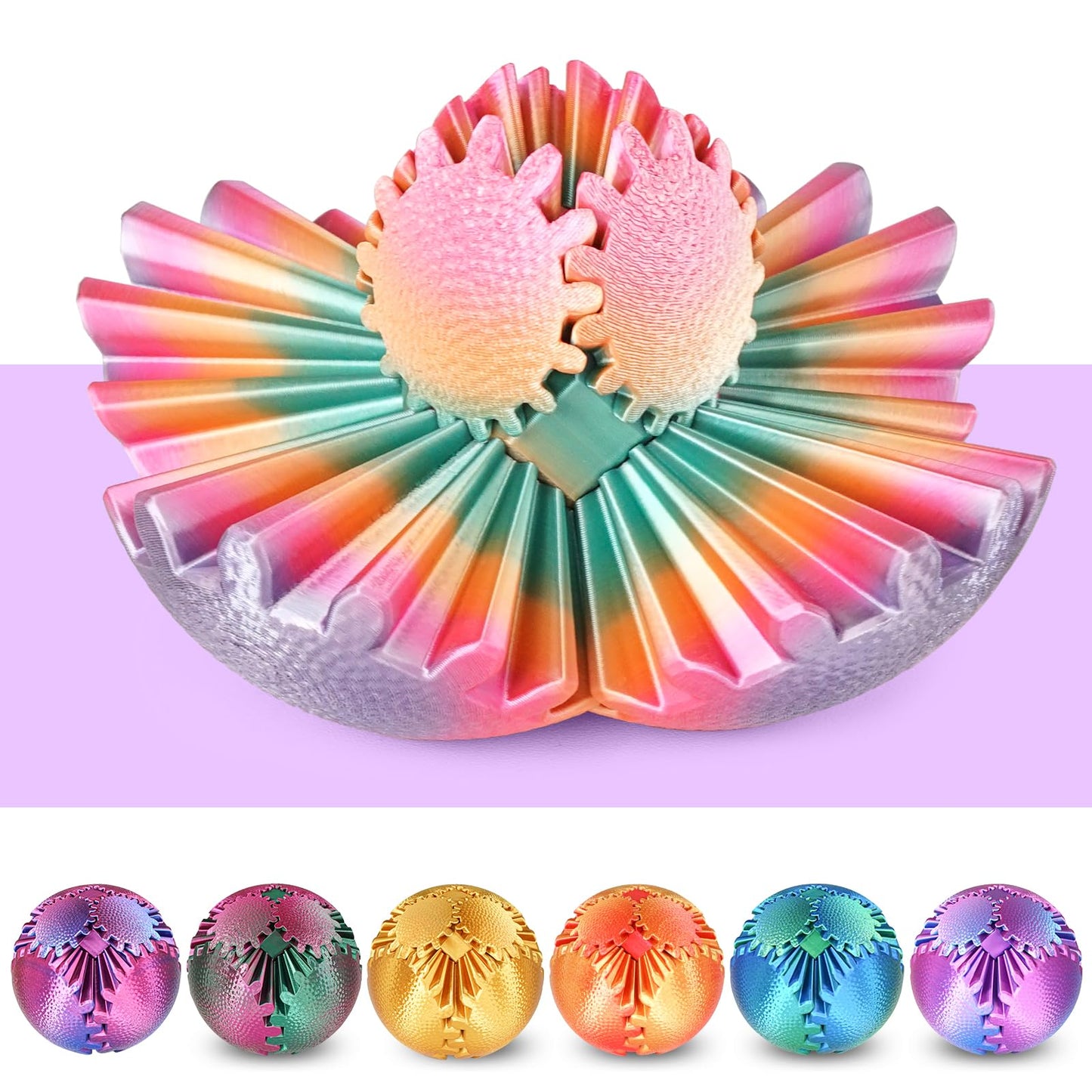 Olee Odee Gear Sphere Fidget Toy – Steampunk Gear Ball for Stress Relief, 3D-Printed, Candy-Colored