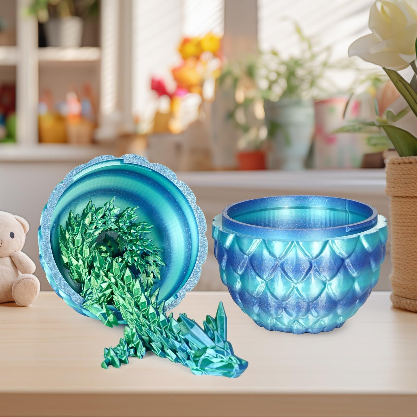 Olee Odee Small Dragon Eggs with Dragon Inside – 3D Printed Fidget Toy Sky Blue Ombre