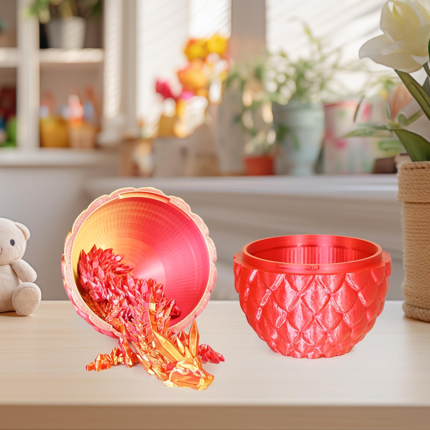 Olee Odee Small Dragon Eggs – 3D Printed Articulated Dragon Fidget Toys (Orange Red)