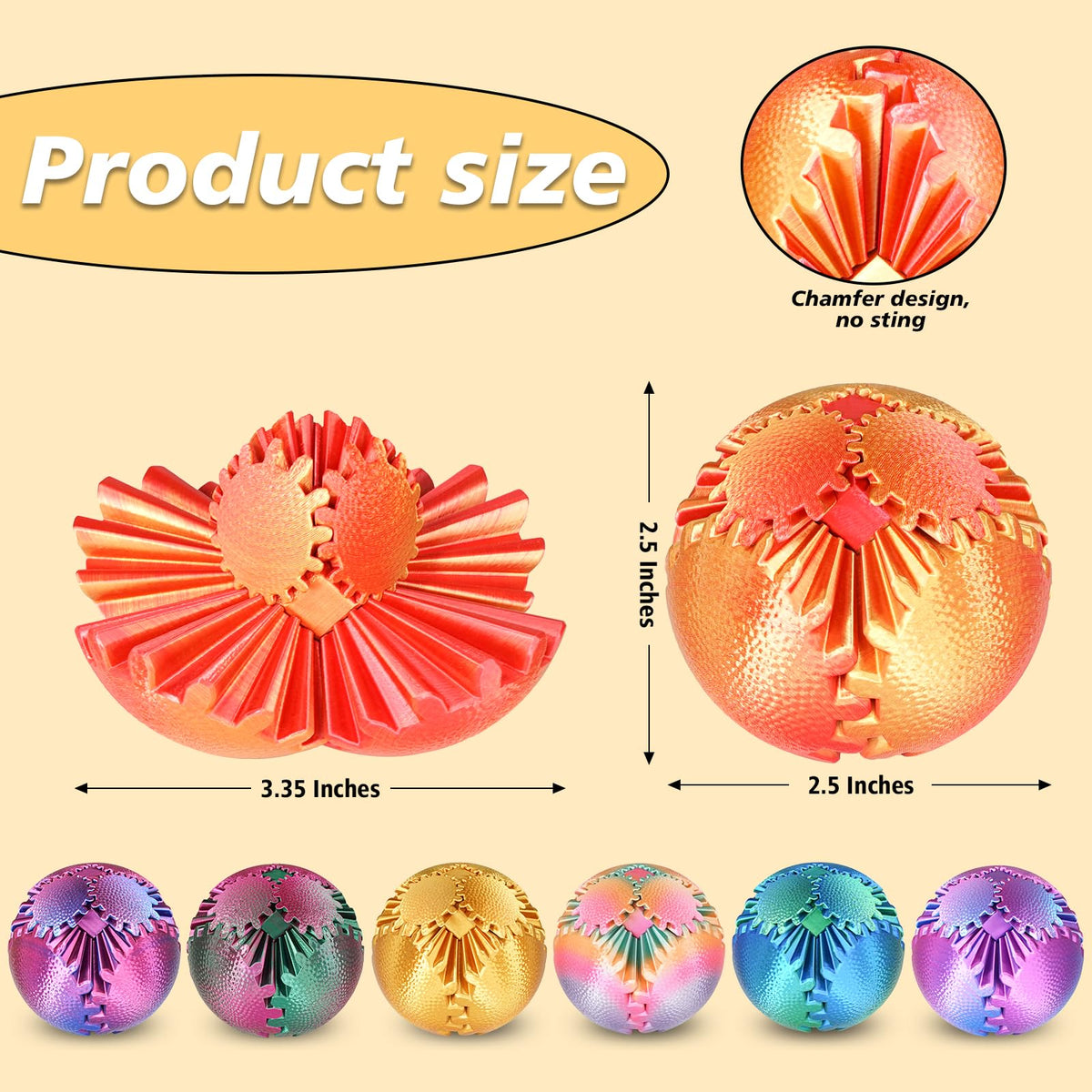 Olee Odee Gear Ball Fidget Toy – Sunset Red, S Size | Steampunk Gear Sphere