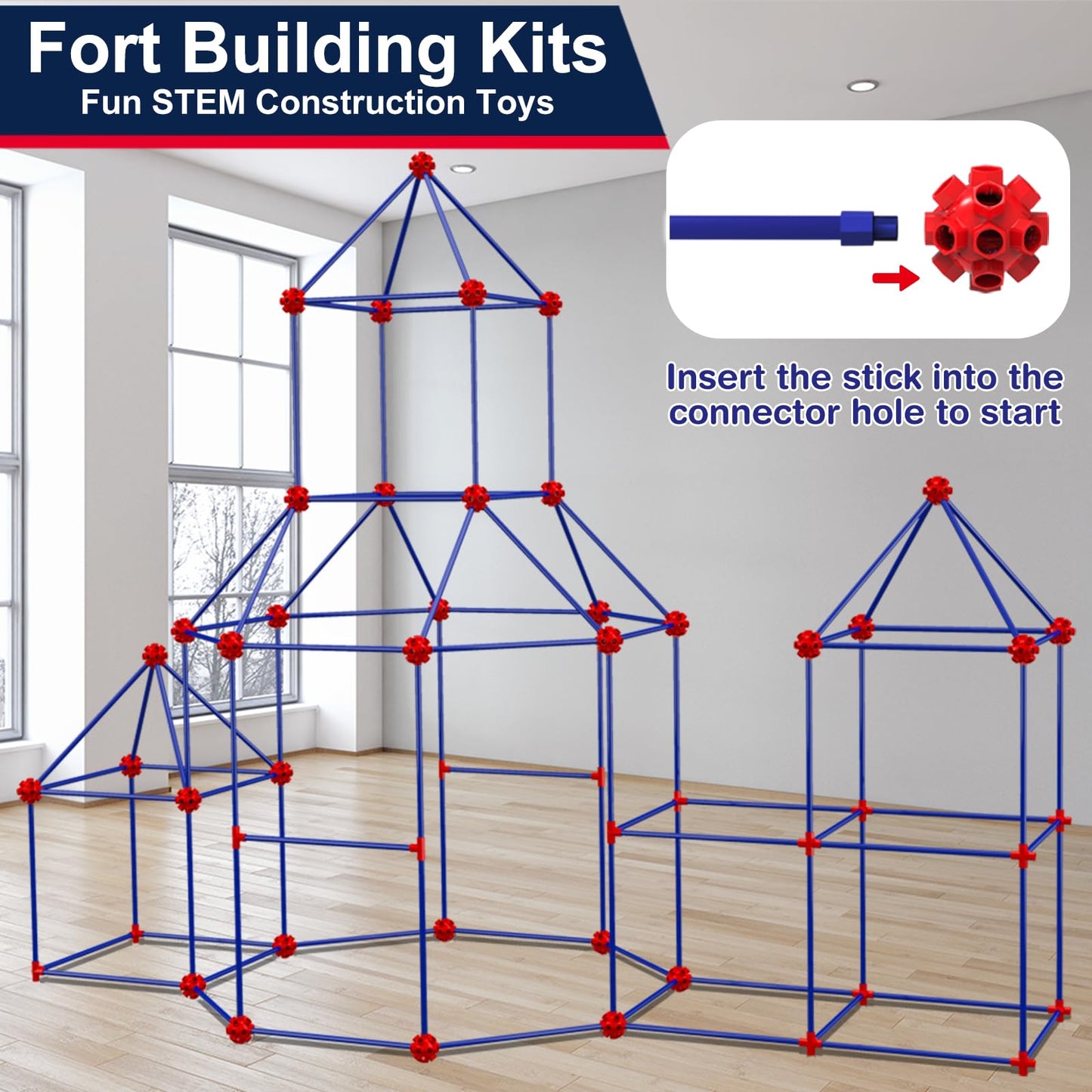OleFun 180-Pack Fort Building Kit for Kids 4-8 | Creative STEM Toys for Castles, Tunnels & Play Tents