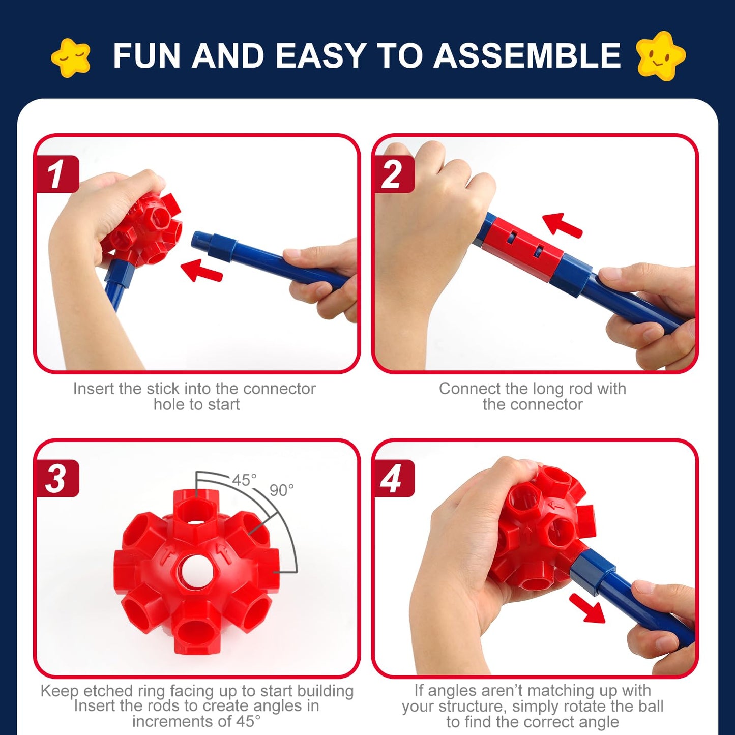 OleFun 180-Pack Fort Building Kit for Kids 4-8 | Creative STEM Toys for Castles, Tunnels & Play Tents