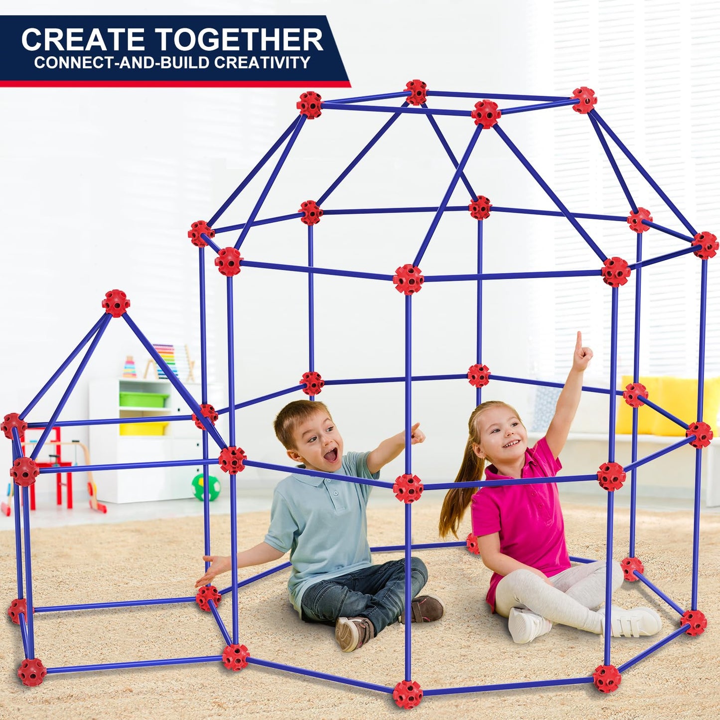 OleFun 180-Pack Fort Building Kit for Kids 4-8 | Creative STEM Toys for Castles, Tunnels & Play Tents