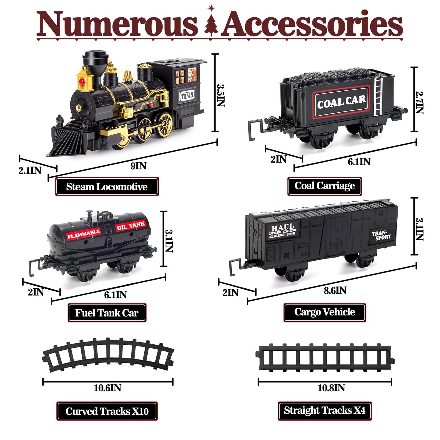 OleFun Train Set: Electric Black Steam Train with Sounds & Lights for Under the Christmas Tree