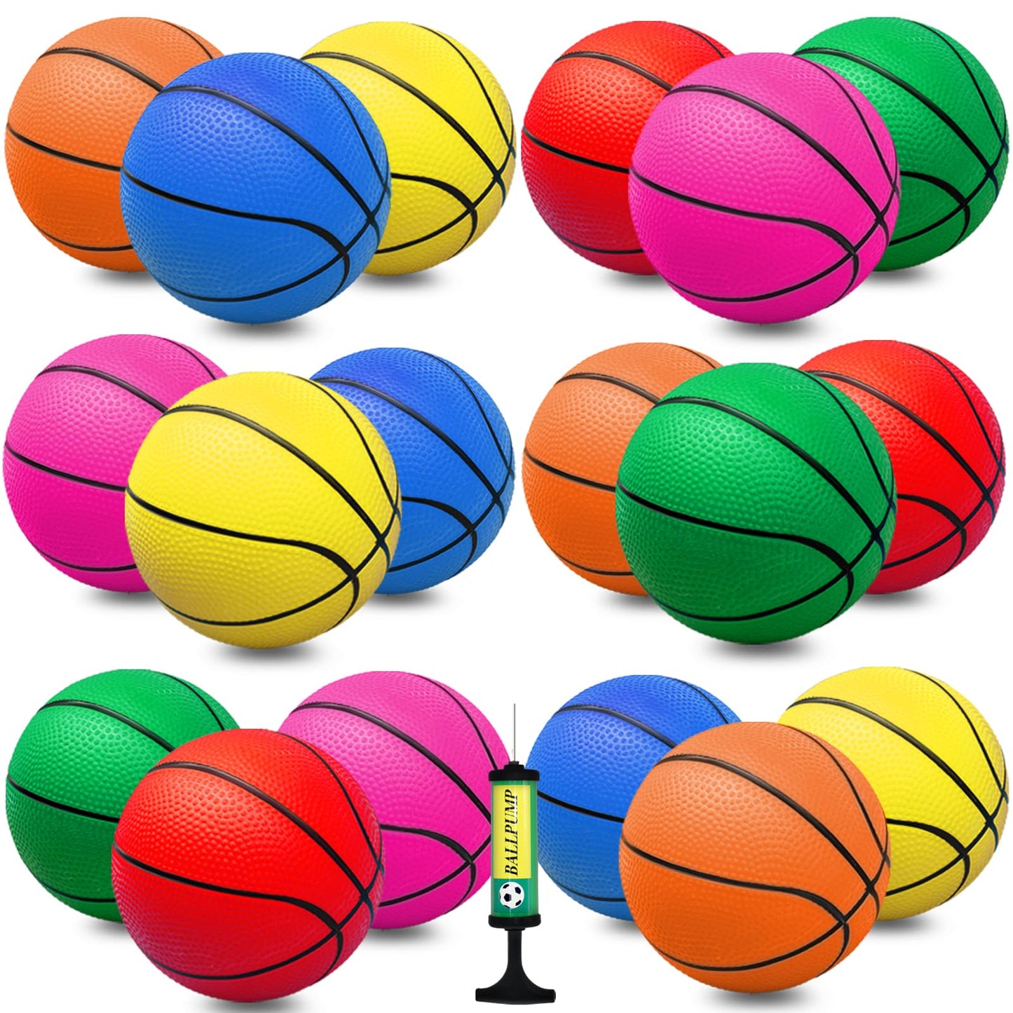 Oleitodh 18Pcs 5-inch Mini Basketballs Set — PVC Indoor/Outdoor Play Balls