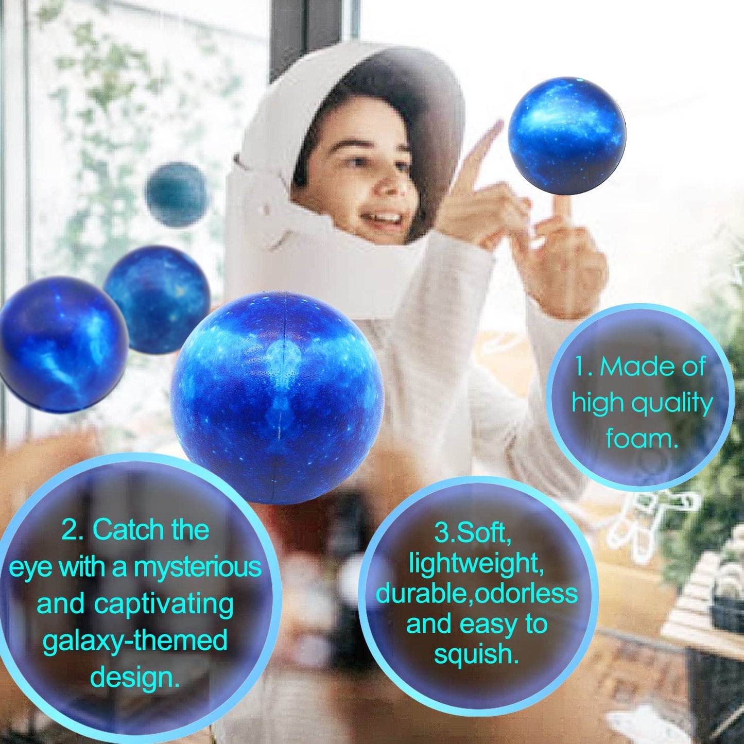 Oleitodh Galaxy Stress Balls Bulk — 60 Pack, 2.5-Inch Space Squeeze Fidget Toys