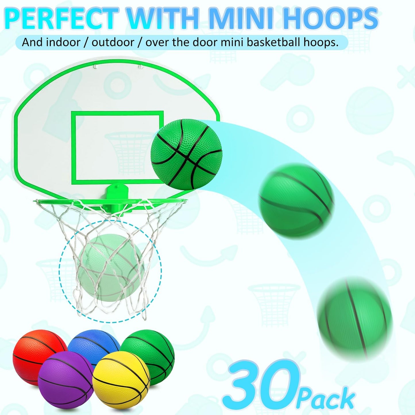 Oleitodh 30Pcs 7-Inch Mini Basketballs – PVC Soft Balls with Pump