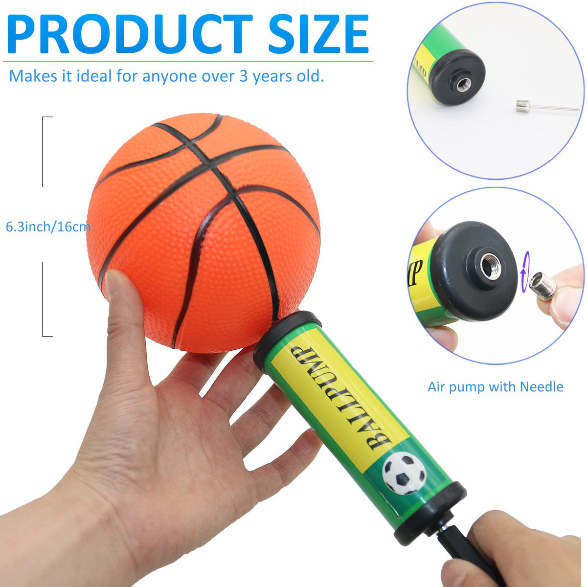 Oleitodh 40Pcs Mini Basketball Set – 6-Inch Balls with Pump for Over-the-Door Hoops