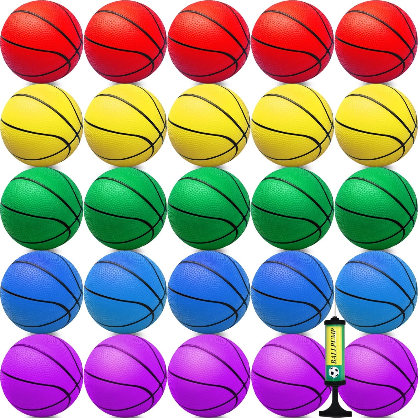 Oleitodh 30Pcs 7-Inch Mini Basketballs – PVC Soft Balls with Pump