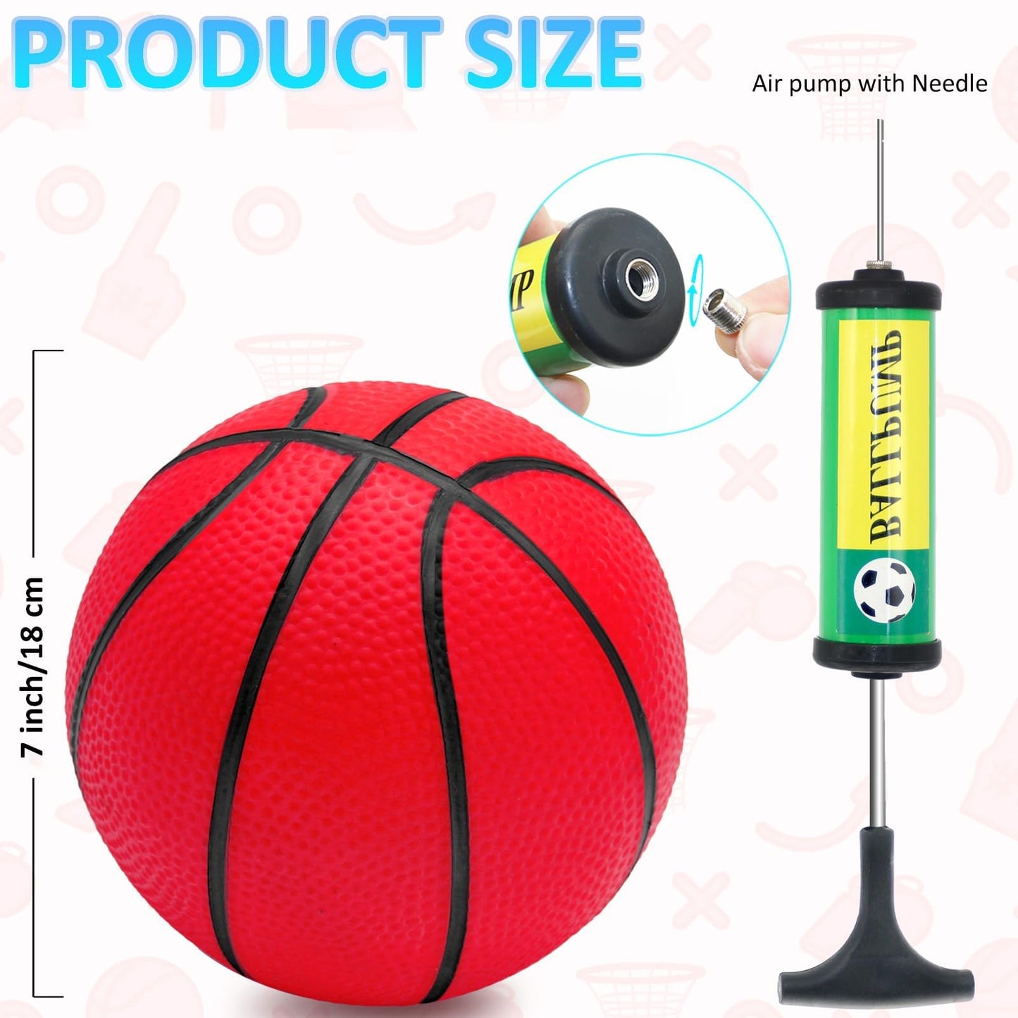 Oleitodh 30Pcs 7-Inch Mini Basketballs – PVC Soft Balls with Pump