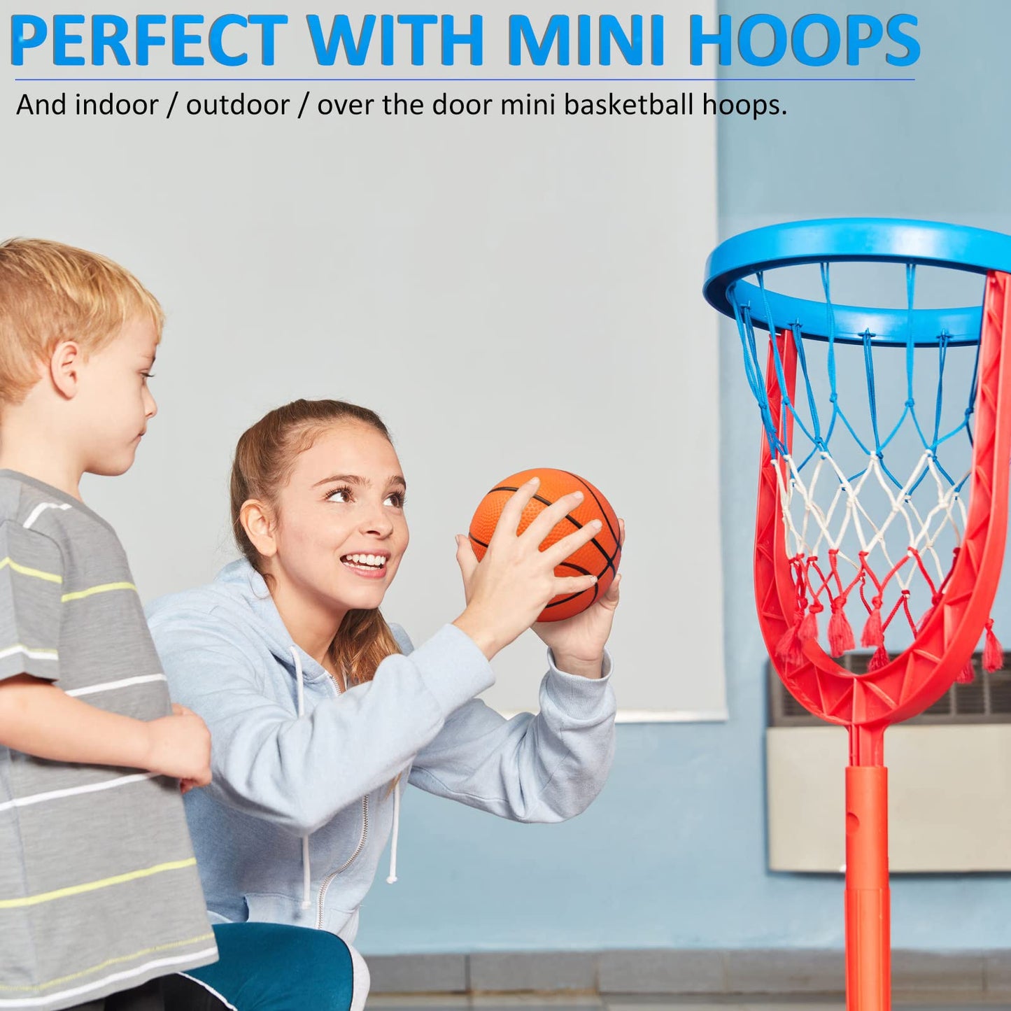 Oleitodh 40Pcs Mini Basketball Set – 6-Inch Balls with Pump for Over-the-Door Hoops