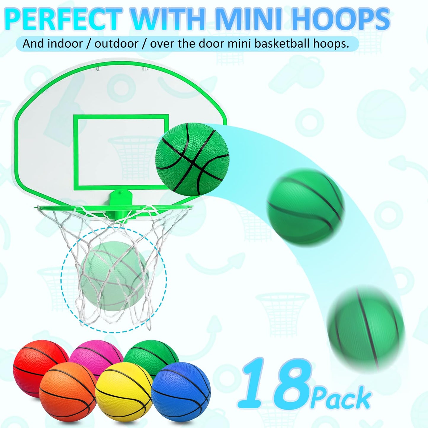 Oleitodh 18Pcs 5-inch Mini Basketballs Set — PVC Indoor/Outdoor Play Balls
