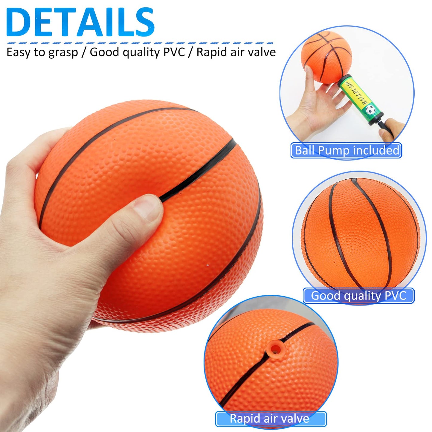 Oleitodh 40Pcs Mini Basketball Set – 6-Inch Balls with Pump for Over-the-Door Hoops