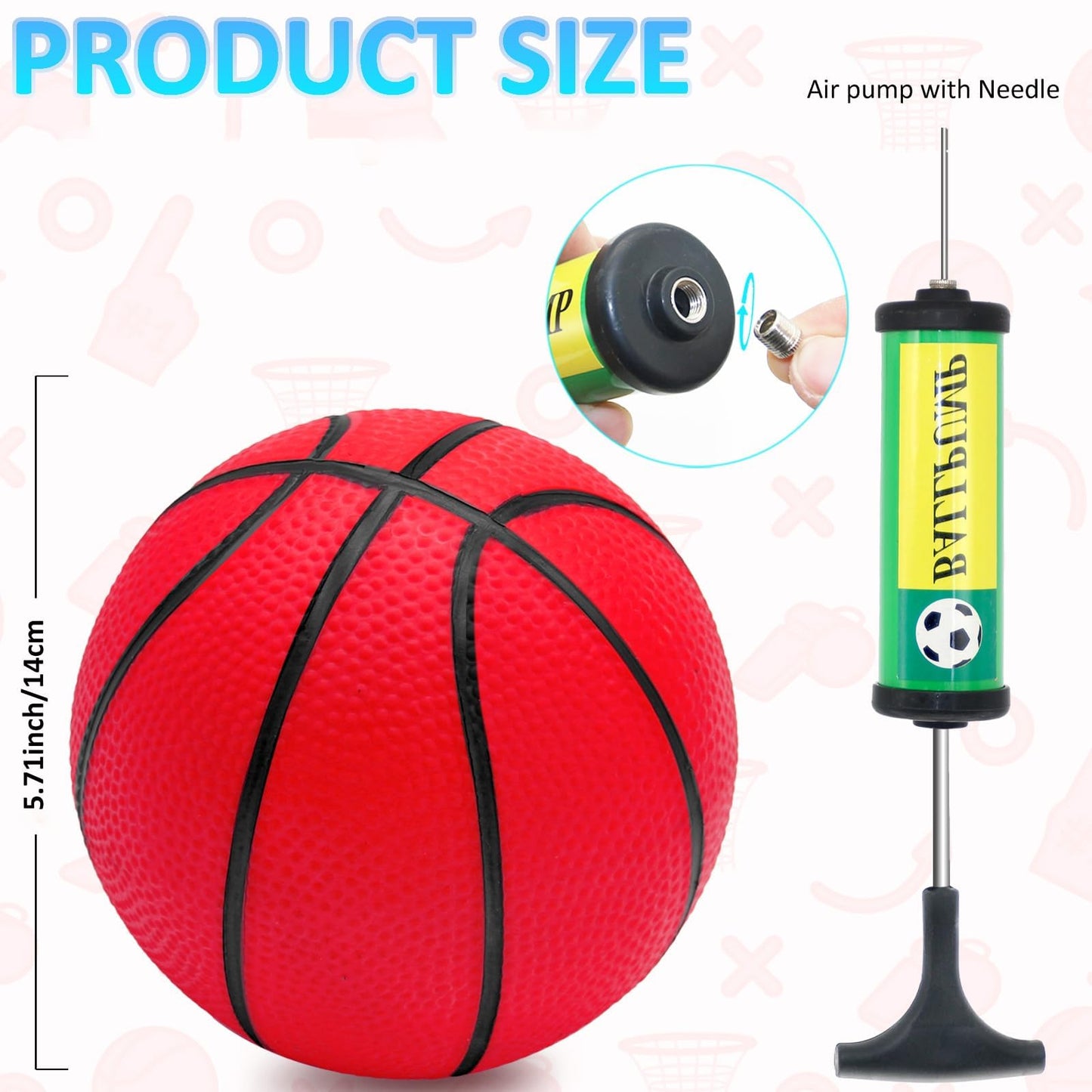 Oleitodh 18Pcs 5-inch Mini Basketballs Set — PVC Indoor/Outdoor Play Balls