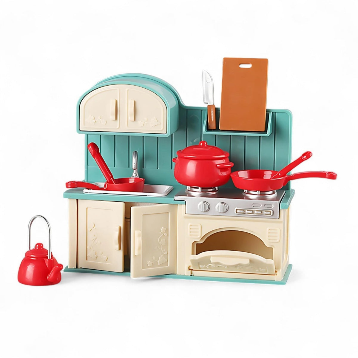OLEOCA Family Dollhouse Kitchen Set — Mini Stove, Sink & Oven with Accessories