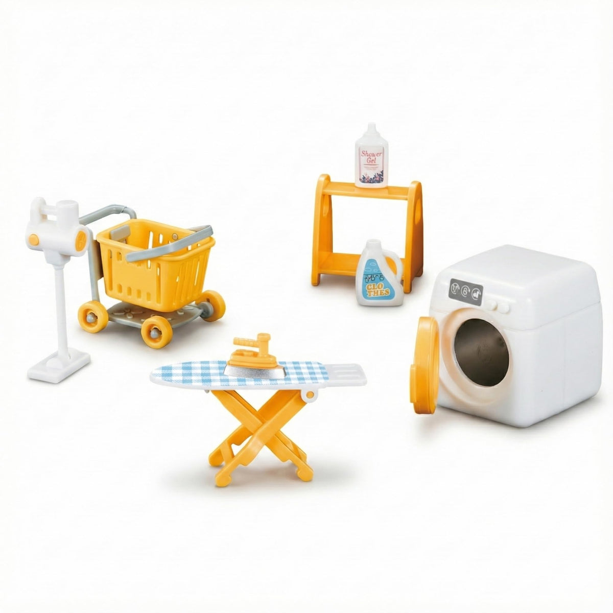 OLEOCA Family Dollhouse Laundry Set — Washing Machine, Ironing Board & More (Ages 3+)