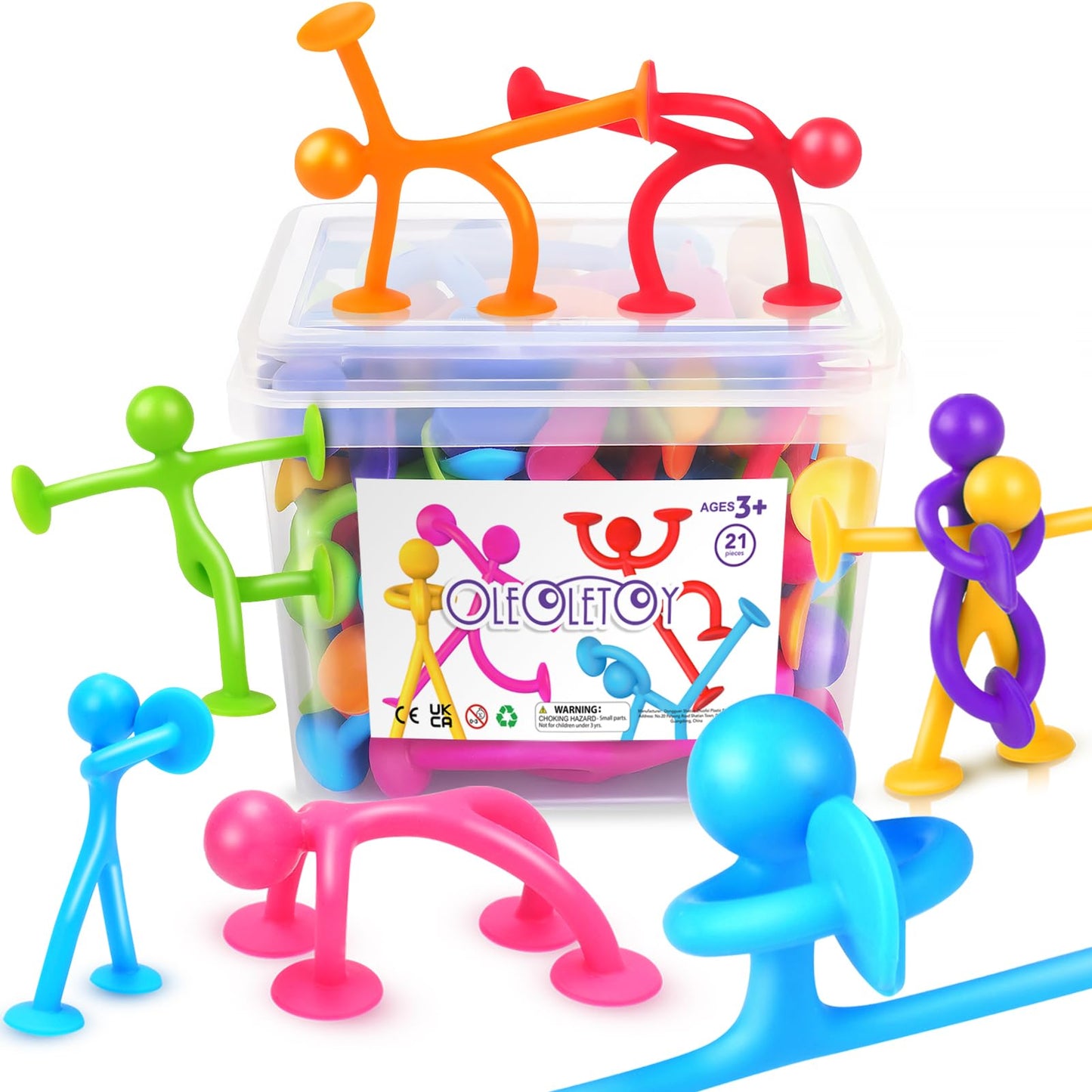 OleOletOy Suction Fidget Toys – 21-Pack Bath & Classroom Prizes for Sensory Play