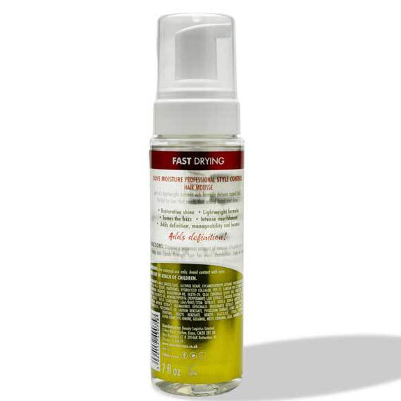 Olive Moisture Style Control Hair Mousse Strong Hold & Frizz Control for All Hair Types 7 oz
