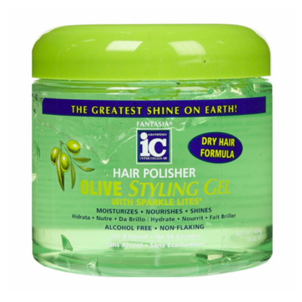 Fantasia IC Hair Polisher Olive Styling Gel for Frizz Control & Brilliant Shine for All Hair Types 454g/16.01 oz