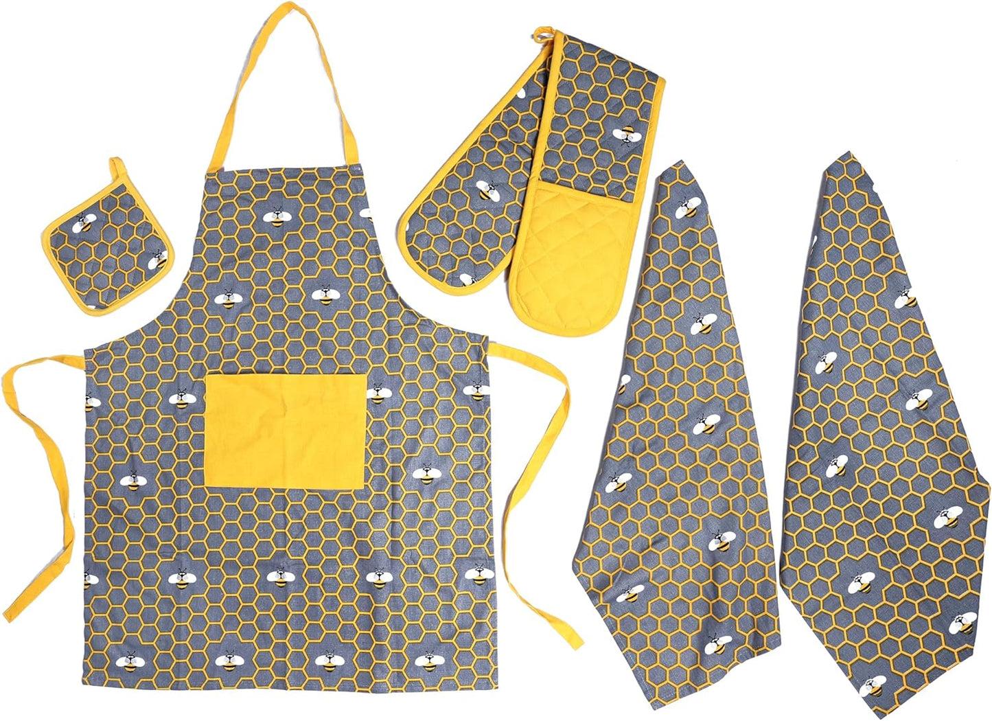 OLIVIA ROCCO Kitchen Sets With Apron Double Oven Gloves Towel Set Oven Mitts Pot Holder