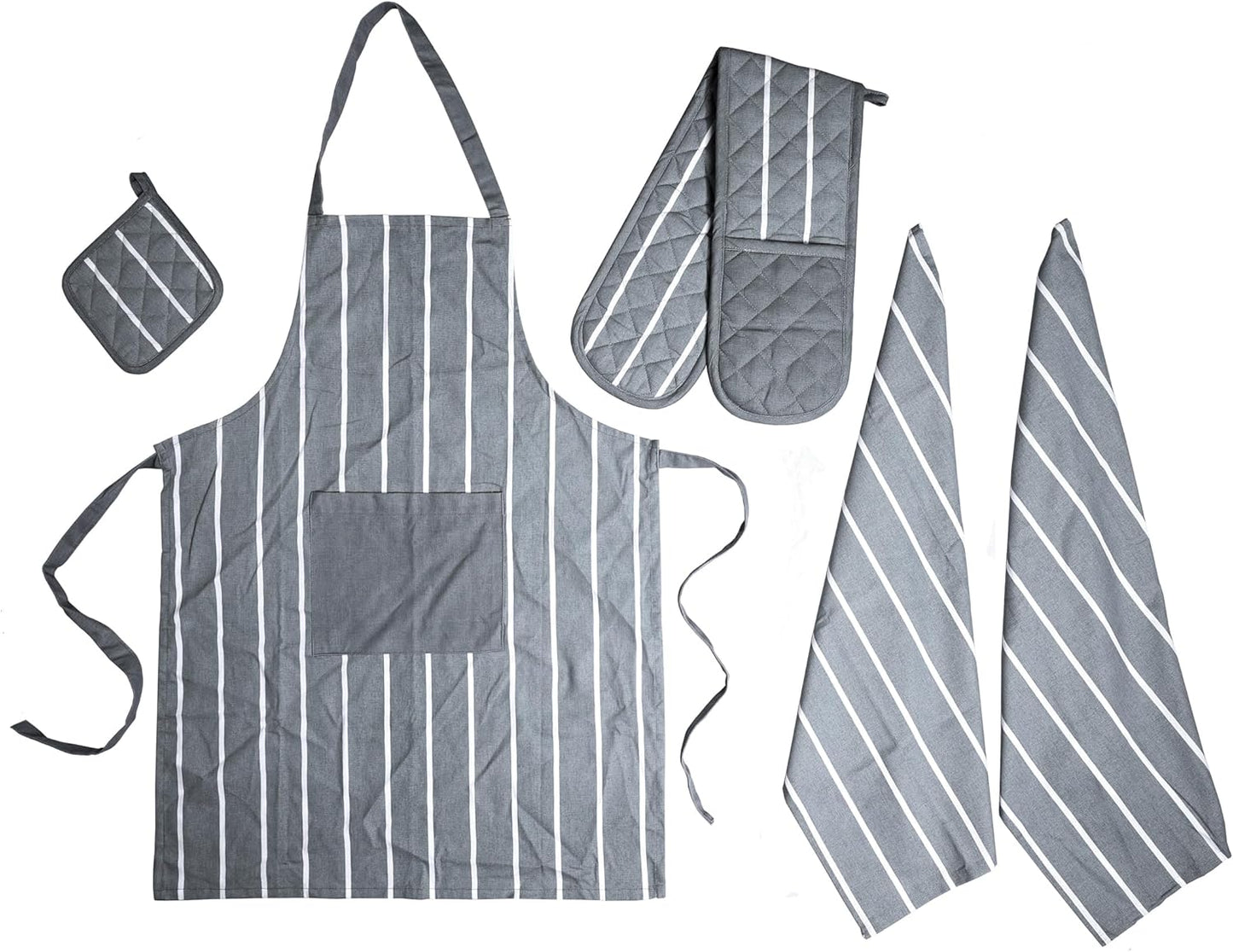 OLIVIA ROCCO Kitchen Sets With Apron Double Oven Gloves Towel Set Oven Mitts Pot Holder