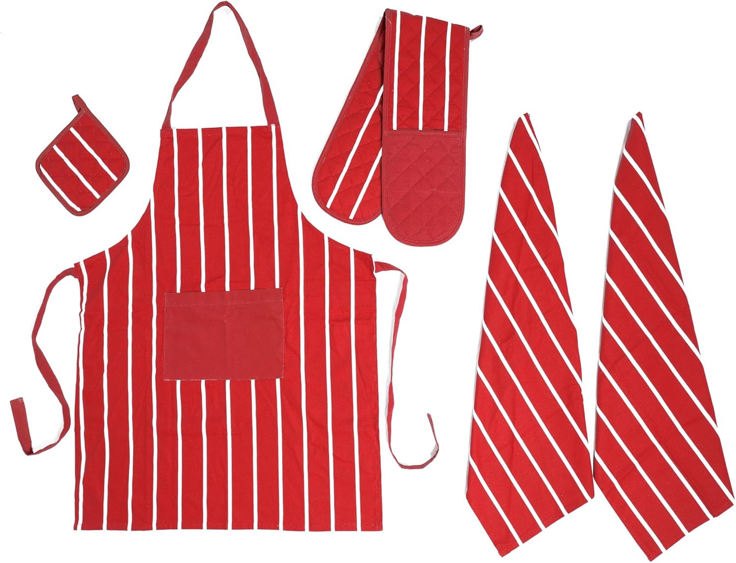 OLIVIA ROCCO Kitchen Sets With Apron Double Oven Gloves Towel Set Oven Mitts Pot Holder