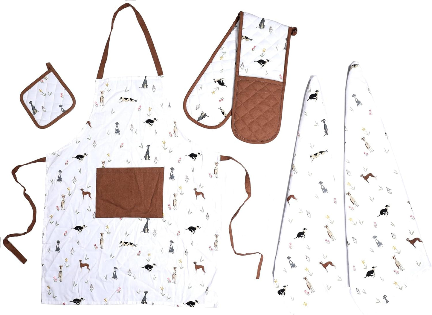 OLIVIA ROCCO Kitchen Sets With Apron Double Oven Gloves Towel Set Oven Mitts Pot Holder