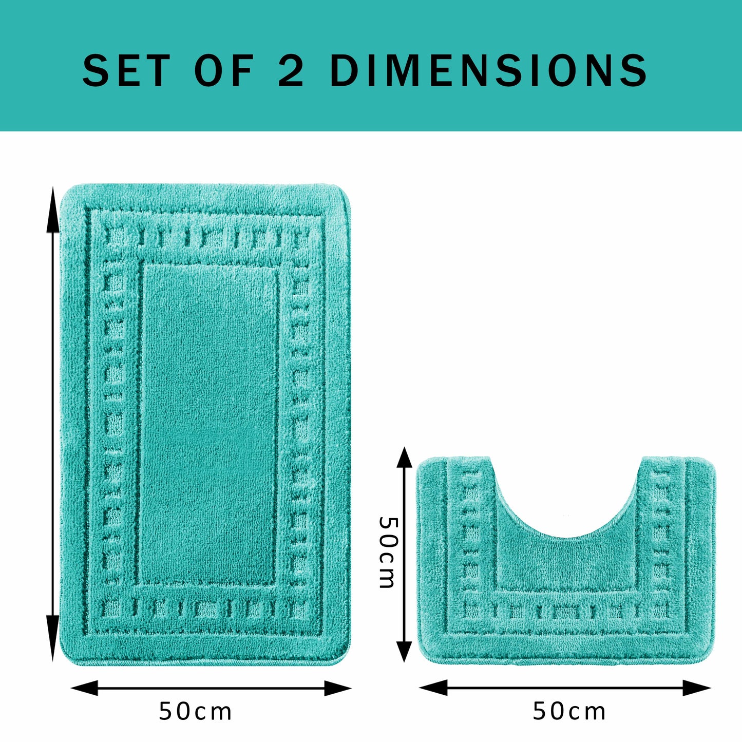 OLIVIA ROCCO Miami 2 Piece Duck Egg Bath Mat And Pedestal Set Non Slip Soft And Absorbent