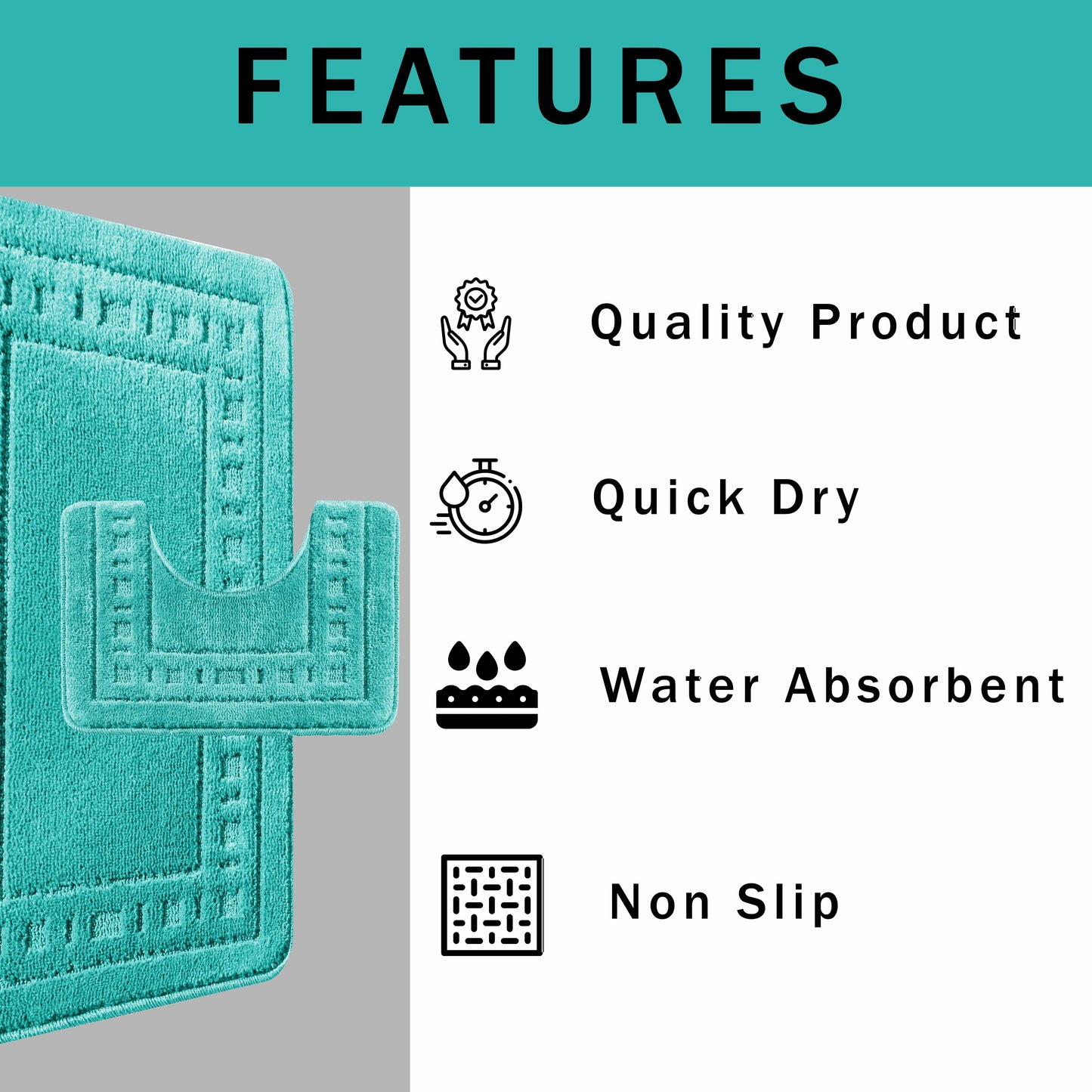 OLIVIA ROCCO Miami 2 Piece Duck Egg Bath Mat And Pedestal Set Non Slip Soft And Absorbent