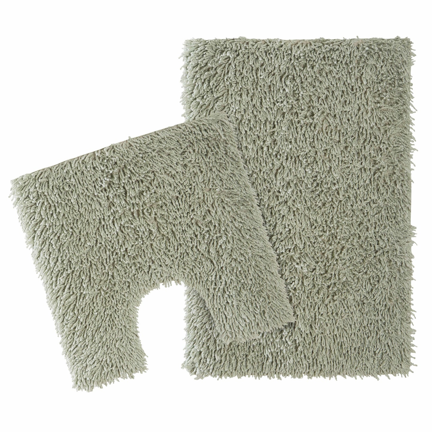 OLIVIA ROCCO Como 2 Piece Sage Green Bath Mat And Pedestal Set Non Slip Super Absorbent