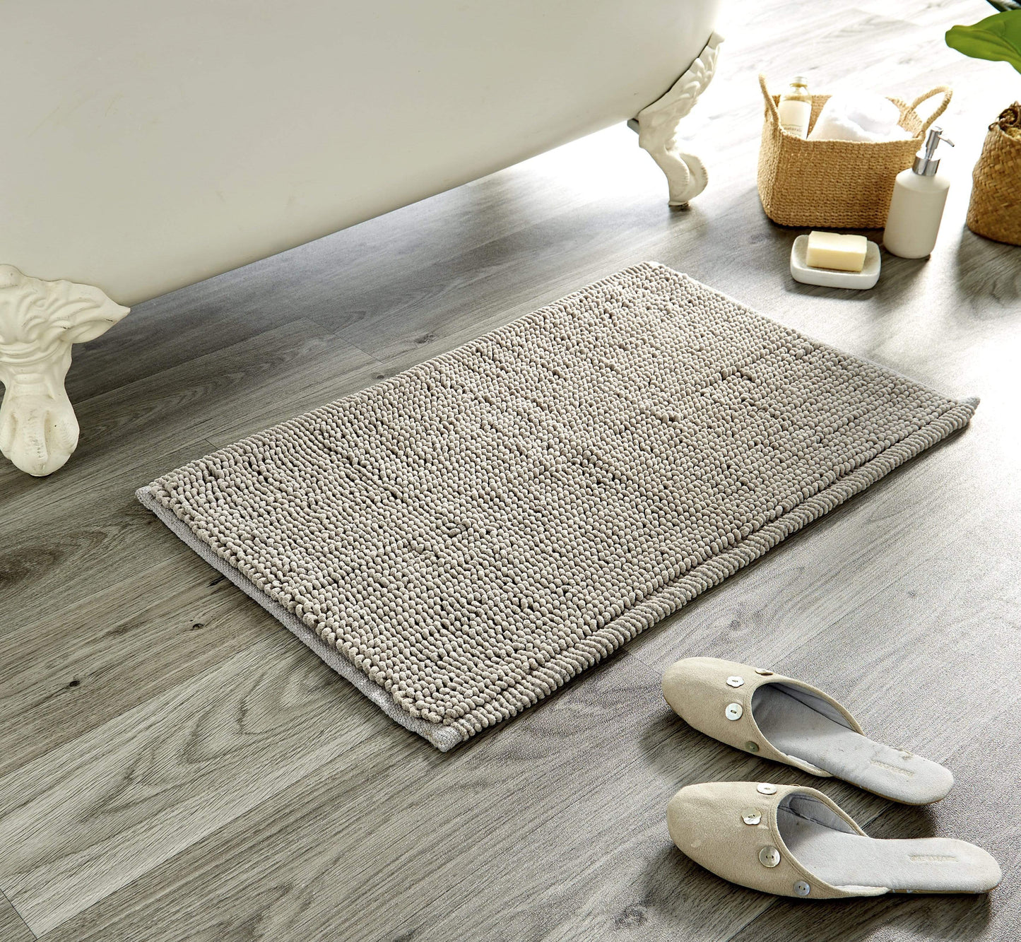 OLIVIA ROCCO Pebbles Micro Bobble Bath Mat Pure Indian Cotton Hand Woven Eco Friendly