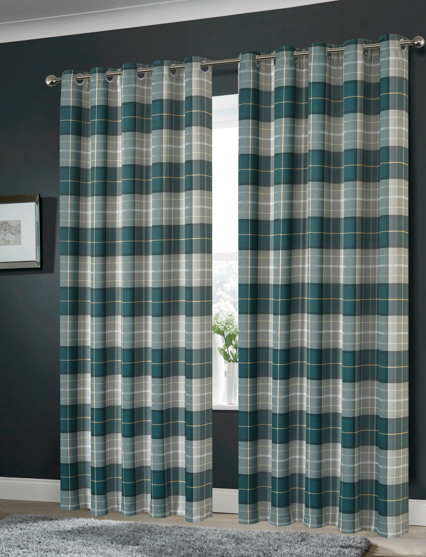 OLIVIA ROCCO Blackout Thermal Curtains Check Marble Design Light Blocking Panels Multiple