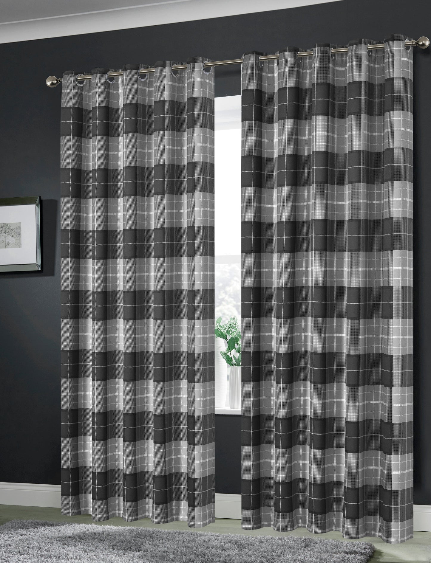 OLIVIA ROCCO Blackout Thermal Curtains Check Marble Design Light Blocking Panels Multiple