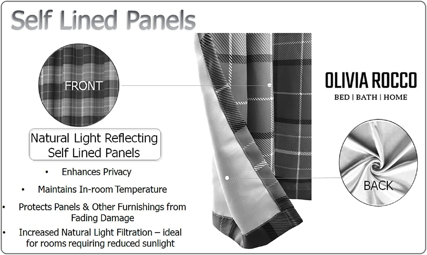 OLIVIA ROCCO Blackout Thermal Curtains Check Marble Design Light Blocking Panels Multiple