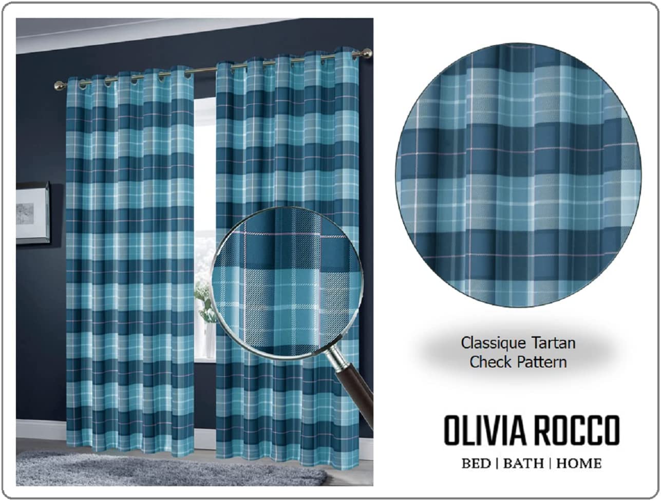 OLIVIA ROCCO Blackout Thermal Curtains Check Marble Design Light Blocking Panels Multiple