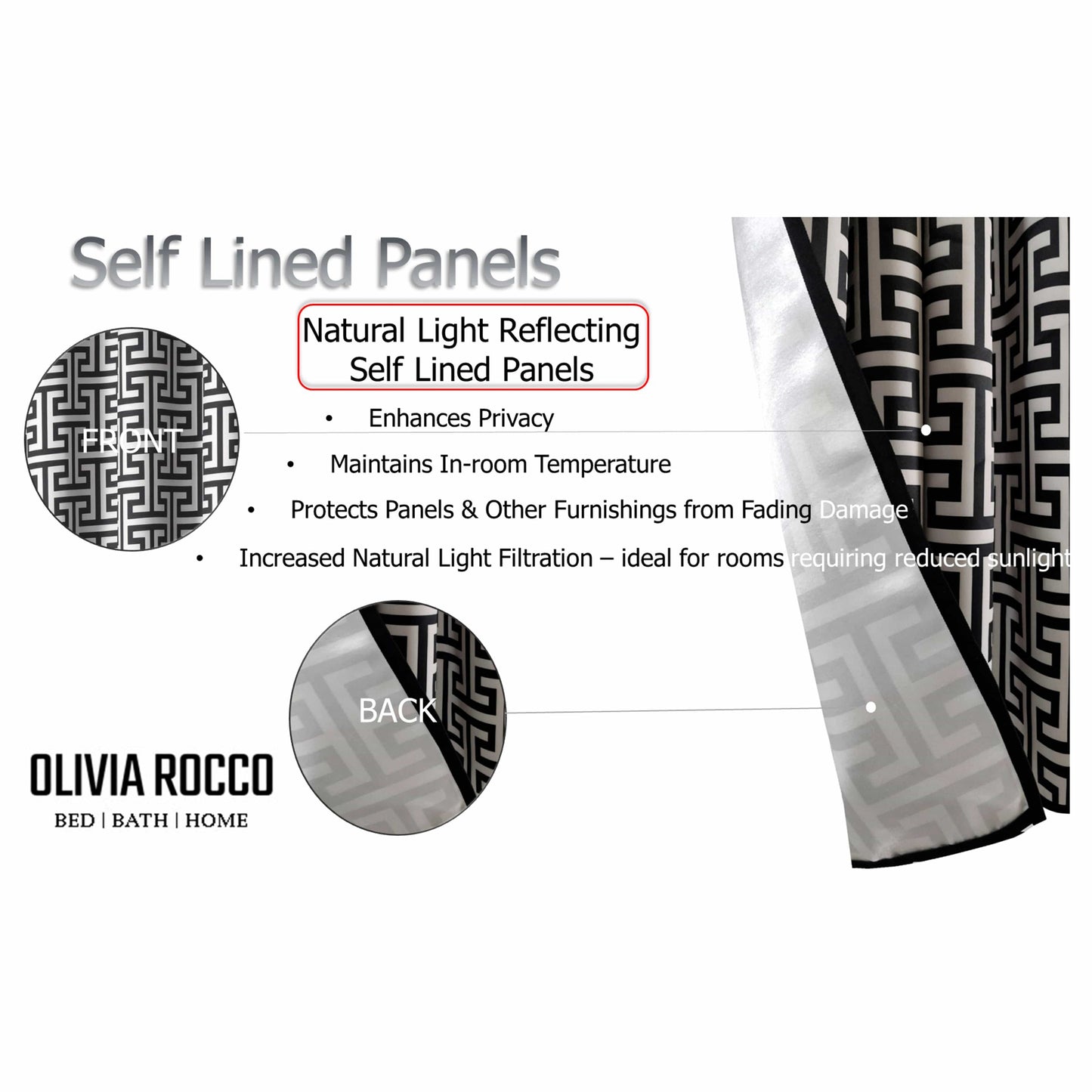 OLIVIA ROCCO Milano Geometric Blackout Curtains Thermal Insulated Eyelet Pair Pencil Pleat
