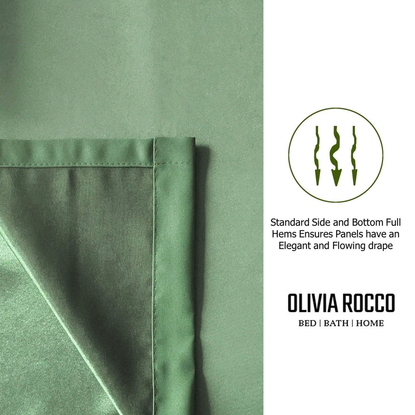 OLIVIA ROCCO Blackout Sage Green Eyelet Curtains Thermal Ring Top Window Treatments